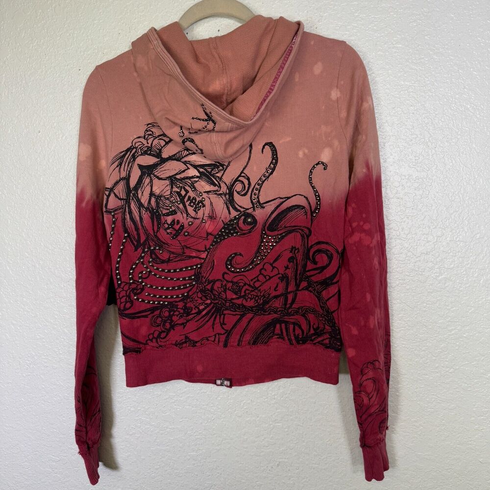 Key Y2K Jacket Womens Small Koi Fish Studded Hoodie Tattoo Art Asian Key Closet